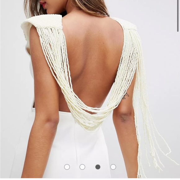 ASOS Cream Midi Dress with Open Back - Picture 3 of 13